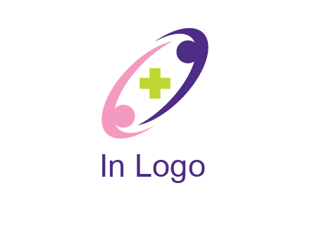 swoosh people around plus healthcare logo