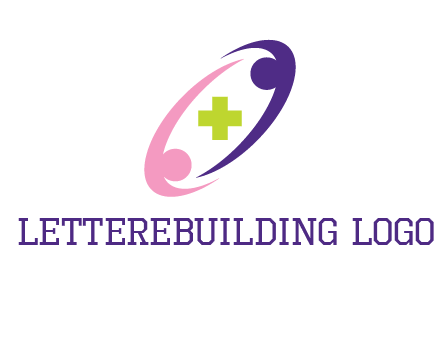 swoosh people around plus healthcare logo