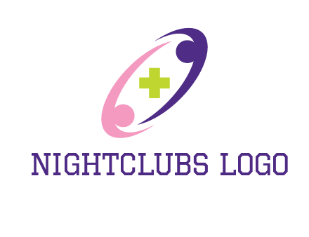 swoosh people around plus healthcare logo