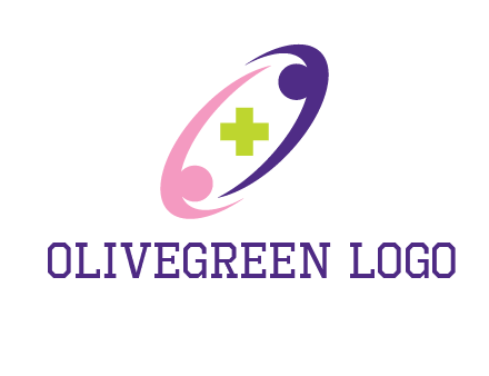 swoosh people around plus healthcare logo
