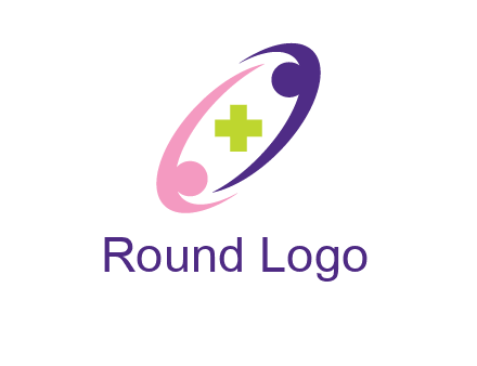 swoosh people around plus healthcare logo