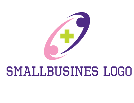 swoosh people around plus healthcare logo