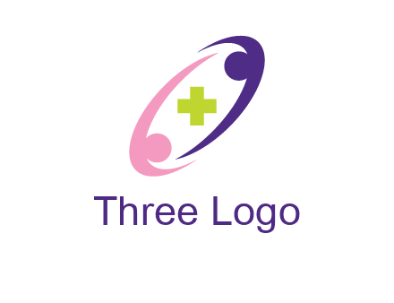 swoosh people around plus healthcare logo
