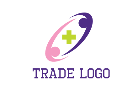 swoosh people around plus healthcare logo