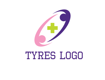 swoosh people around plus healthcare logo