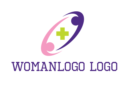 swoosh people around plus healthcare logo
