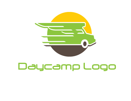 sun behind abstract bus zooming trade logo