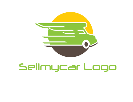 sun behind abstract bus zooming trade logo
