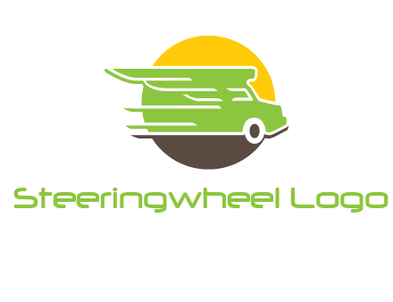 sun behind abstract bus zooming trade logo
