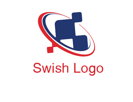 swoosh and pixels satellite communication logo