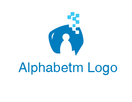 man inside pixel speech bubble logo
