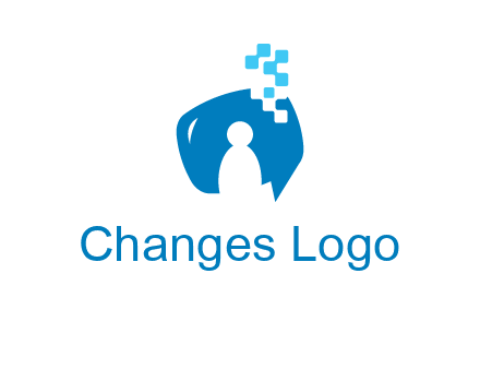 man inside pixel speech bubble logo