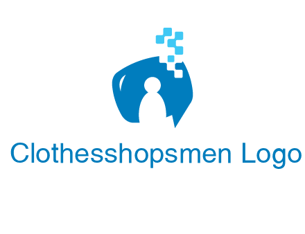 man inside pixel speech bubble logo