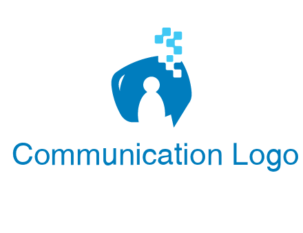 man inside pixel speech bubble logo
