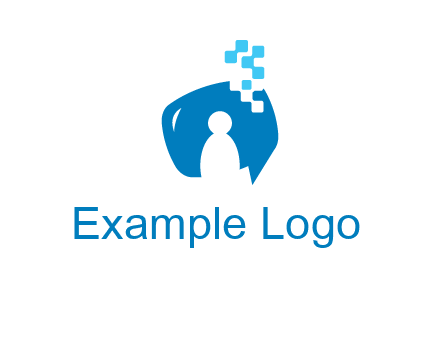 man inside pixel speech bubble logo