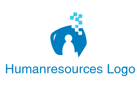 man inside pixel speech bubble logo