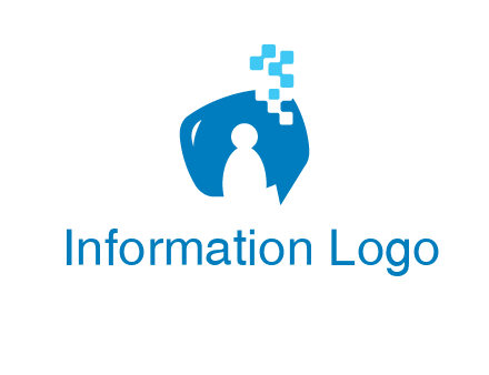 man inside pixel speech bubble logo