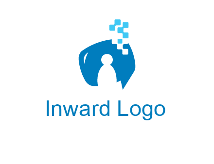 man inside pixel speech bubble logo