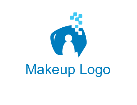 man inside pixel speech bubble logo
