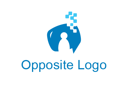 man inside pixel speech bubble logo
