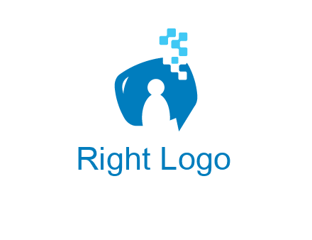 man inside pixel speech bubble logo
