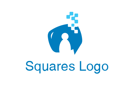 man inside pixel speech bubble logo