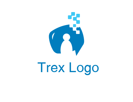 man inside pixel speech bubble logo