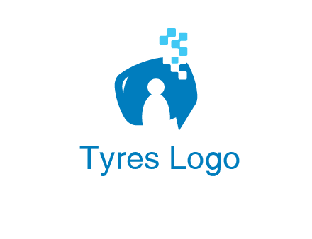 man inside pixel speech bubble logo