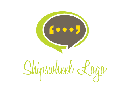 apostrophes in speech bubble communication logo