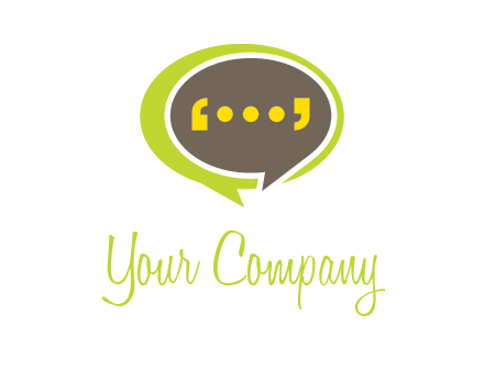 apostrophes in speech bubble communication logo