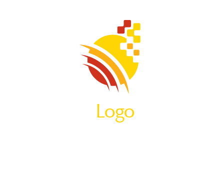 signals around pixels globe logo