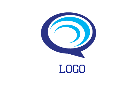 swoosh in speech bubble communication logo