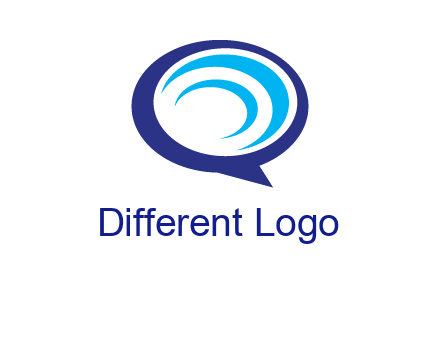 swoosh in speech bubble communication logo