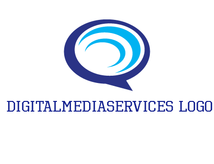 swoosh in speech bubble communication logo