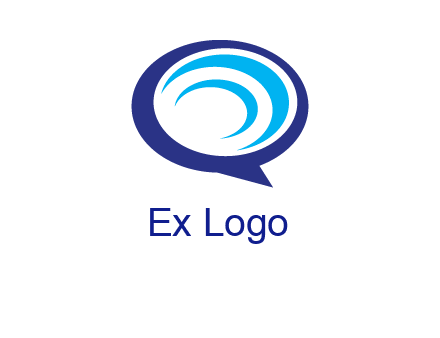 swoosh in speech bubble communication logo