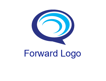 swoosh in speech bubble communication logo