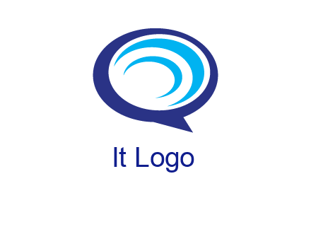 swoosh in speech bubble communication logo