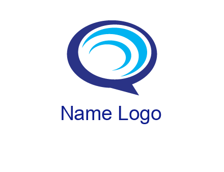 swoosh in speech bubble communication logo