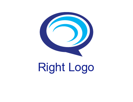 swoosh in speech bubble communication logo