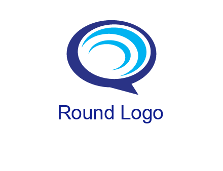 swoosh in speech bubble communication logo