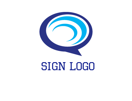 swoosh in speech bubble communication logo