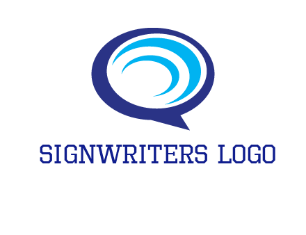 swoosh in speech bubble communication logo