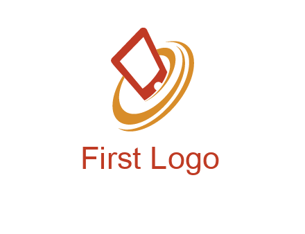 swoosh around mobile technology logo