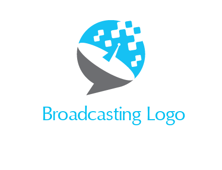 pixels satellite in circle communication logo