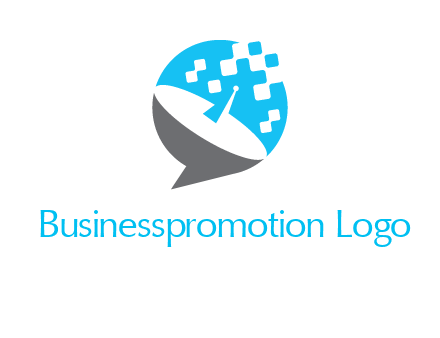 pixels satellite in circle communication logo