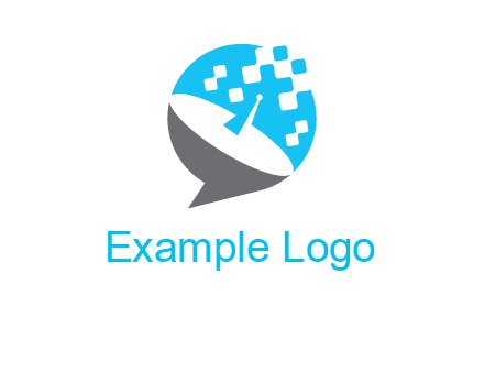 pixels satellite in circle communication logo
