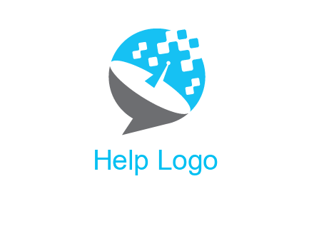 pixels satellite in circle communication logo