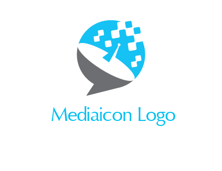 pixels satellite in circle communication logo