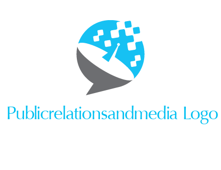 pixels satellite in circle communication logo