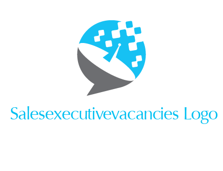 pixels satellite in circle communication logo